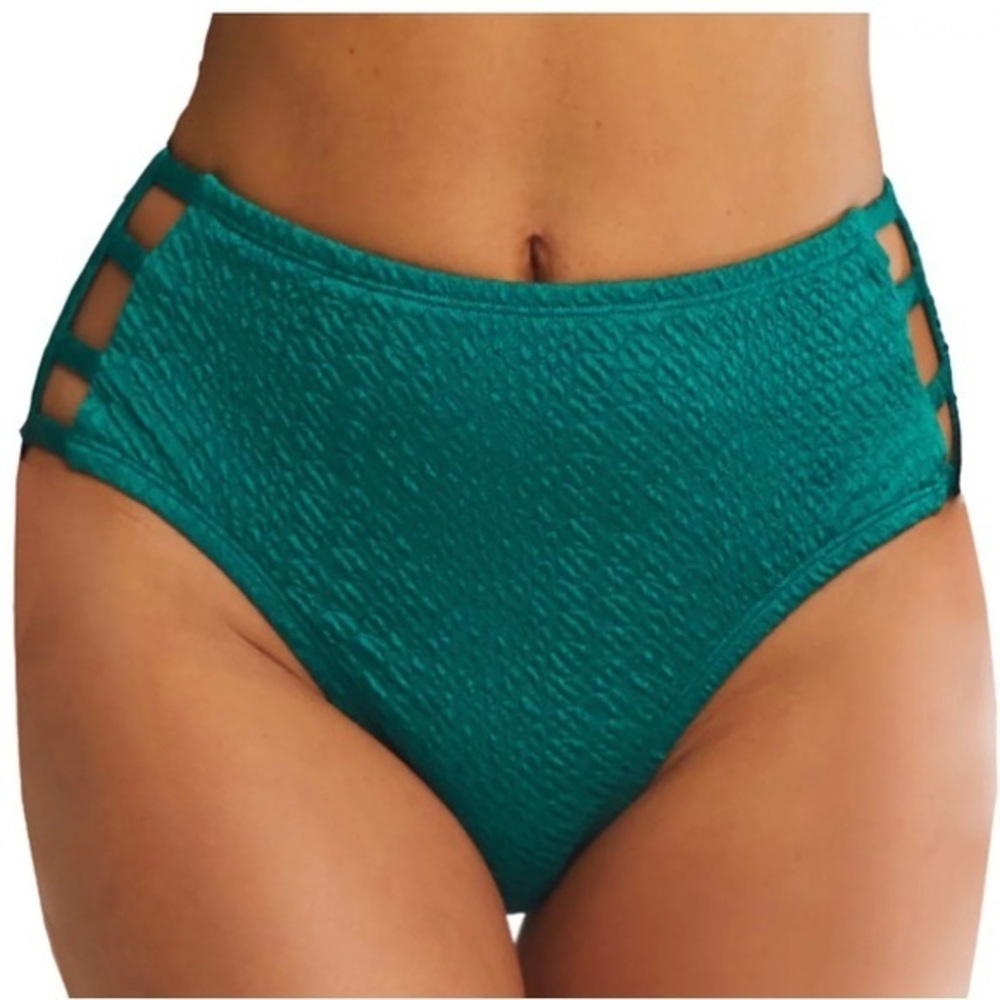 New Time and Tru Women's Lattice Side Bikini Swim Bottoms 3X Green Gem